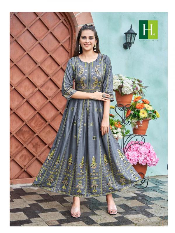 Hirwa Sunaina 1 Festive Wear Long Anarkali Kurti Collection